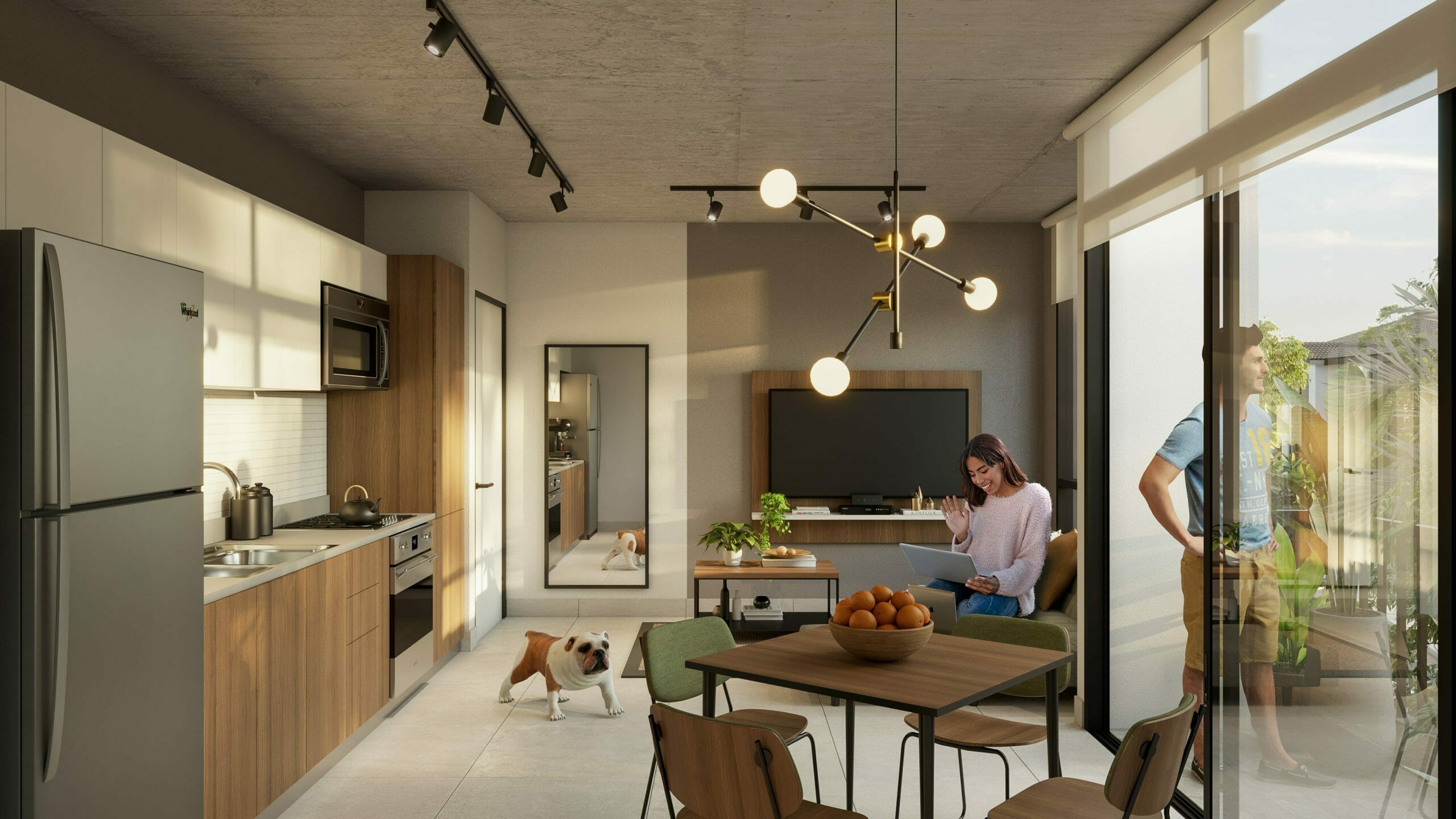Vista interna del apartamento del proyecto Begin coliving en panamá